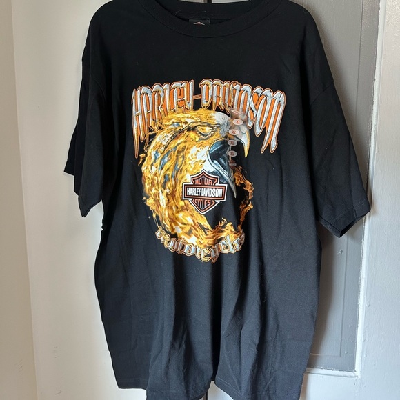 Harley-Davidson Black Short Sleeve Tee with Eagle Design - Picture 1 of 3